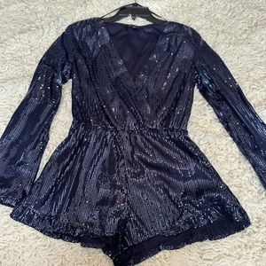 Navy Sequins Romper